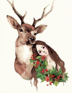Deer With a Girl Animals Paint By Numbers
