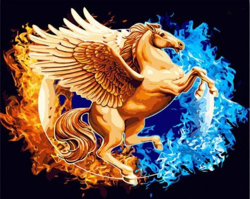 Golden Horse With Wings  Animals Paint By Numbers