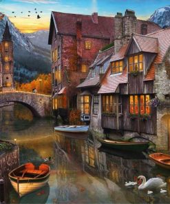 Glasgow Autumn Canal  Cities Paint By Numbers