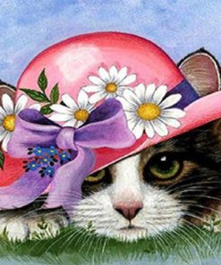 Cat With Flower Hat Animals Paint By Numbers