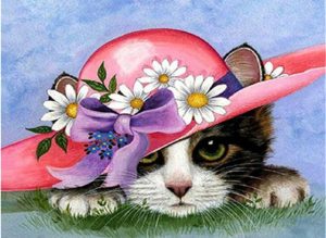 Cat With Flower Hat Animals Paint By Numbers