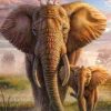 African Elephant And His Cub Animals Paint By Numbers