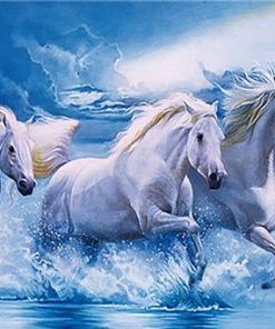 White Horses From Ocean Animals Paint By Numbers