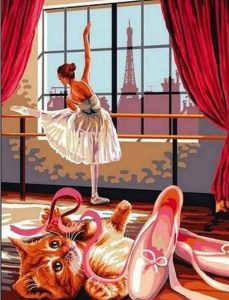 Cat with Ballet Dancer People Paint By Numbers