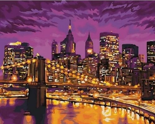 New York Purple Night Cities Paint By Numbers
