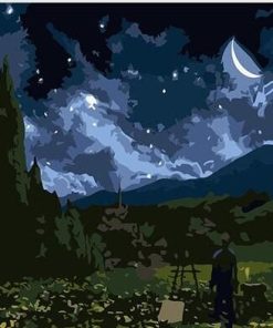 Mid Night Forest Landscape Paint By Numbers