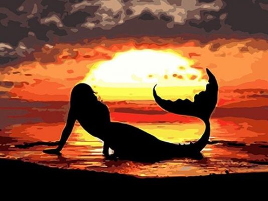 Mermaid The Sunset Landscape Paint By Numbers