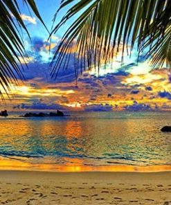 Sunset on a Beach Landscape Paint By Numbers
