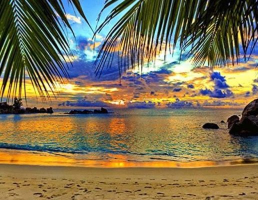 Sunset on a Beach Landscape Paint By Numbers