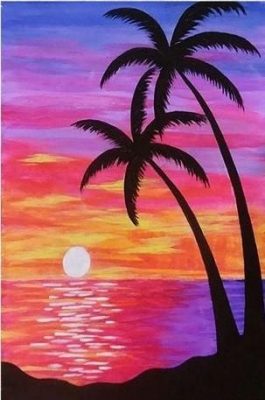 Purple Beach Sunset Landscape Paint By Numbers