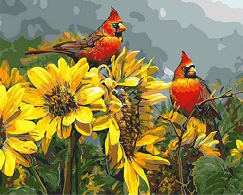 Yellow Flowers Birds Birds Paint By Numbers