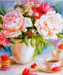 Roses with Tea  Flowers Paint By Numbers