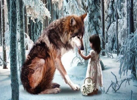 Wolf and Little Girl Animals Paint By Numbers