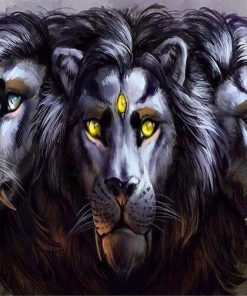 Three Heads Lion Animals Paint By Numbers