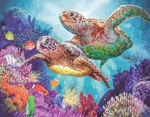 Turtle Family Undersea Animals Paint By Numbers