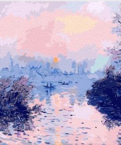 Sunset on the Seine at Lavacorut  Claude Monet Landscape Paint By Numbers