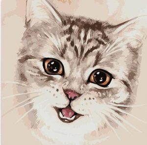 Brown Eyes Cat Cartoon and Animation Paint By Numbers