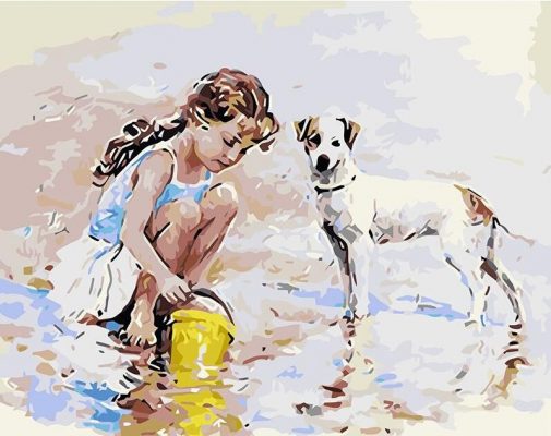 Girl with Dog People Paint By Numbers