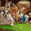 Dogs Playing Pool Animals Paint By Numbers