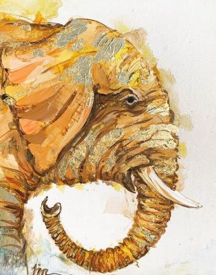 Golden Elephant Animals Paint By Numbers