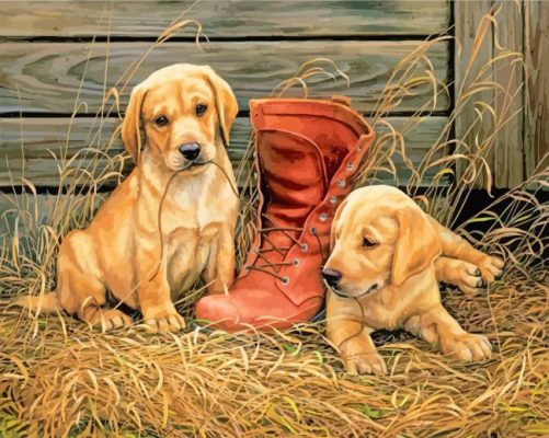 Dogs With a shoe Dogs With a shoe Paint by Numbers