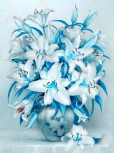 Blue Heart Lily Flower Flowers Paint By Numbers