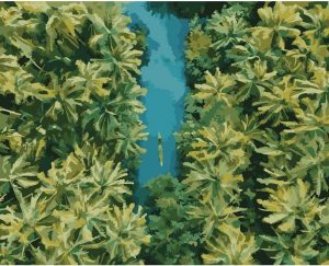 Coconut Trees and Boats Landscape Paint By Numbers