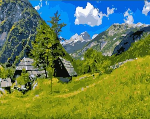 The Mountain House Landscape Paint By Numbers