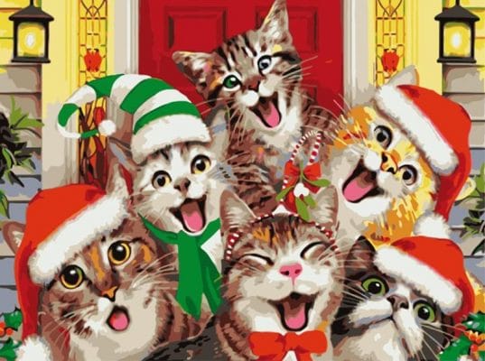 Six Christmas Cats Animals Paint By Numbers