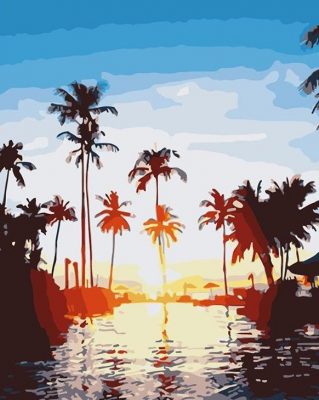 Palm Tree Sunset Landscape Paint By Numbers