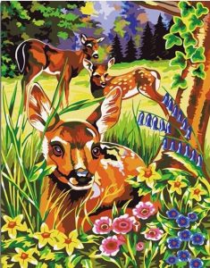 Deer in Green Forest Animals Paint By Numbers