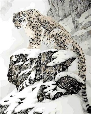 Leopard in Snows Animals Paint By Numbers