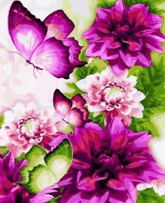 Mix Fall Flowers With Butterflies Flowers Paint By Numbers