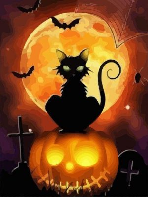 Halloween Cat  Animals Paint By Numbers