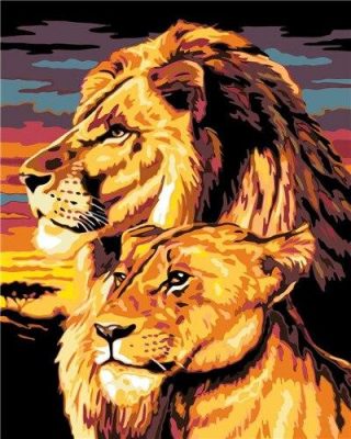 Royal Lion Family Animals Paint By Numbers