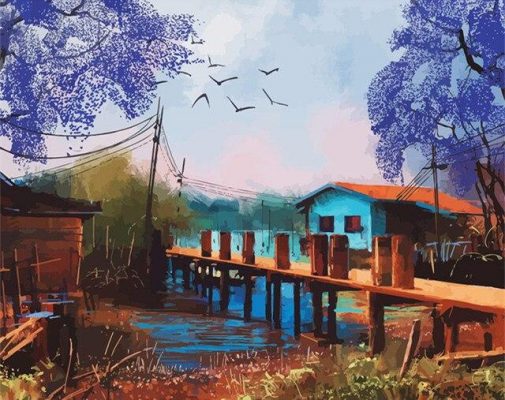 Old Fishing Village Cities Paint By Numbers