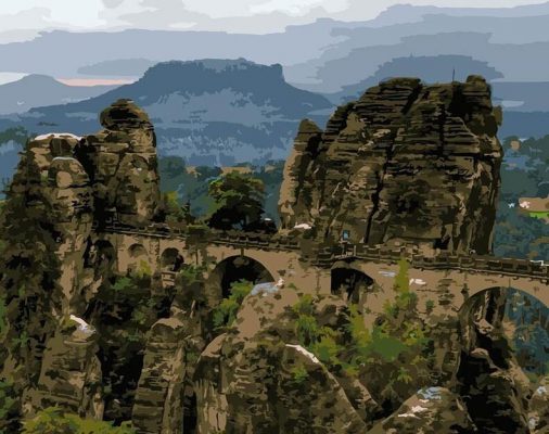 Sandstone Bridge Landscape Paint By Numbers