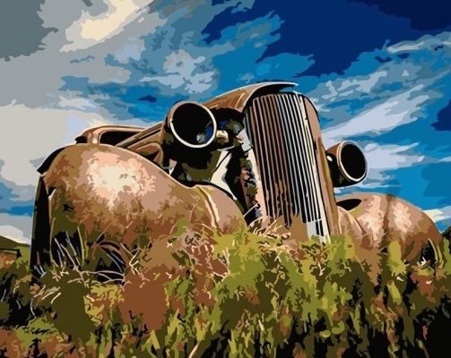 Rusted Old Car Cars & Bikes Paint By Numbers