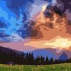 Sunset Field  Landscape Paint By Numbers