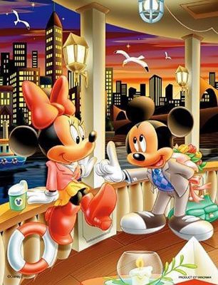 Mickey and Minnie Date  Cartoon and Animation Paint By Numbers