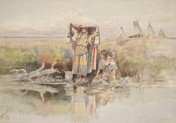 Native American Couple By The River People Paint By Numbers