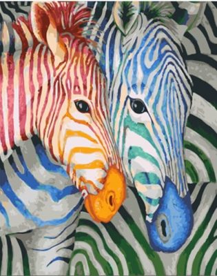 Red and Blue Zebra Animals Paint By Numbers