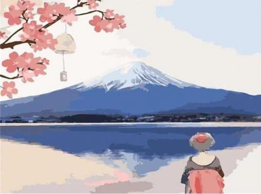 Looking up at Mount Fuji Landscape Paint By Numbers