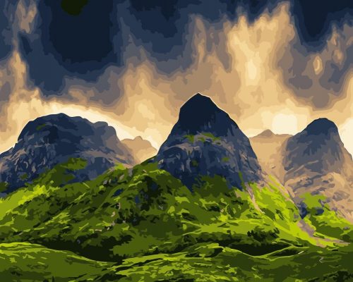 Rainy Mountain Landscape Paint By Numbers