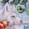 Husky Dog and Christmas Baubles Animals Paint By Numbers