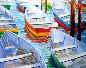 Colorful Boats Seascape Paint By Numbers