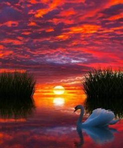 Sunset Glow Lake  Landscape Paint By Numbers