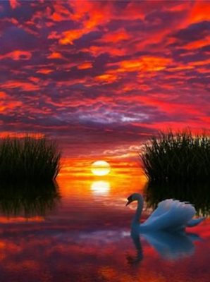 Sunset Glow Lake  Landscape Paint By Numbers