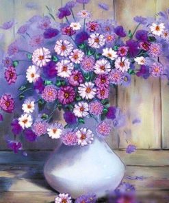 Purple Flowers In The Bottle  Flowers Paint By Numbers