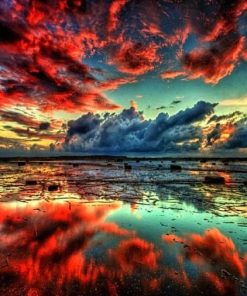 Red Clouds Landscape Paint By Numbers